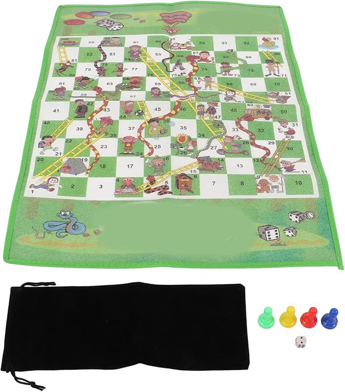 Ladder Board Game Flying Chess Fun Foldable Portable Desktop Aeroplane Chess Set for Family Travel Camping Plastic Non Woven Fabric 60x45cm 4 Pieces 1 Dice Storage Bag