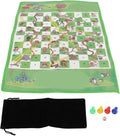 Ladder Board Game Flying Chess Fun Foldable Portable Desktop Aeroplane Chess Set for Family Travel Camping Plastic Non Woven Fabric 60x45cm 4 Pieces 1 Dice Storage Bag