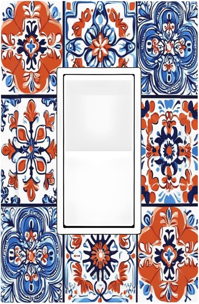 Decorative Outlet Covers Colorful Talavera Mexican Tile 1 Gang Single Rocker Light Switch Cover Plate Wall Plates Gfci Faceplate For Bathroom Kitchen Decor