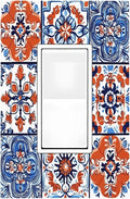Decorative Outlet Covers Colorful Talavera Mexican Tile 1 Gang Single Rocker Light Switch Cover Plate Wall Plates Gfci Faceplate For Bathroom Kitchen Decor