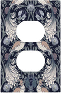 William Morris Vintage Floral Birds Peacocks Single Duplex Wall Plate Covers Light Switch Cover 1 Gang Outlet Plate Decorative Switchplate Covers Electrical Faceplate for Country Bedroom Decor