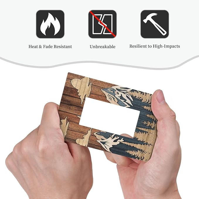 Blue Mountain Range Forest Nature Wilderness Wood Texture Decorative Outlet Covers 1 Gang Single Rocker Light Switch Cover Plate Wall Plates GFCI Faceplate for Farmhouse Home Decor