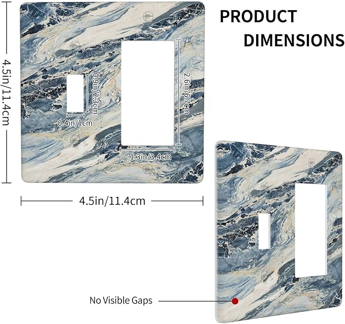 Outlet Covers Blue Grey Marbling Modern Abstract Design 1 Toggle 1 Rocker Combination Decorative Wall Plate Light Switch Cover Plate Electrical Switch Plates for Bedroom living Room Decor