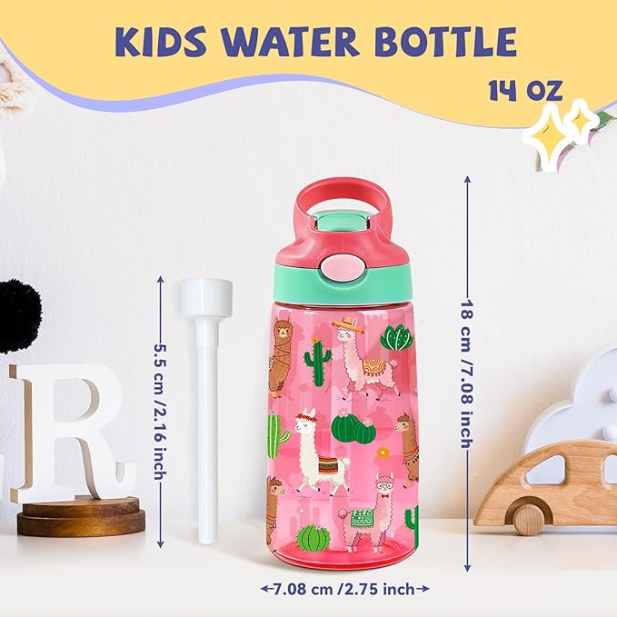 14oz Water Bottle with Straw Lid, Funny Farmhouse Animal Themed Alpaca Water Cup, Leak Proof, BPA-Free, Alpaca Lover Gifts Idea for Women Adults Girls Birthday Christmas