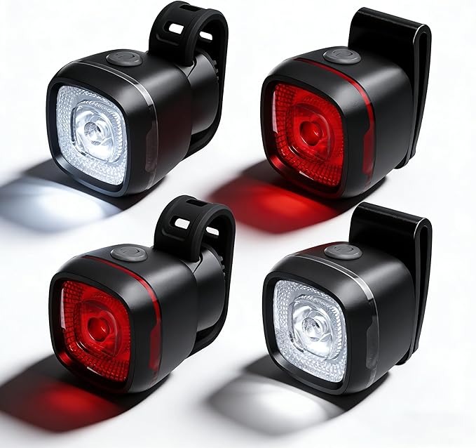 Bicycle Front & Rear Lights, Type-C Rechargeable LED Bike Light Set, IPX6,Waterproof Flashlight for Night Riding, Safety Headlight Taillight, Kids Girls Children's Bicycle Accessories