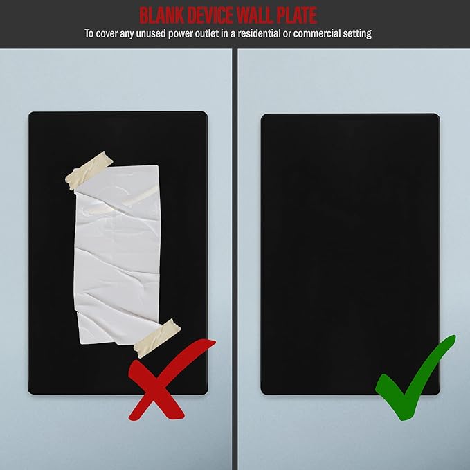 ENERLITES Screwless Blank Wall Plate, Child Safe Blank Device Outlet Cover, Standard Size, 1-Gang 4.68" x 2.93", Polycarbonate Thermoplastic, UL Listed, SI8801-BK, Glossy, Black