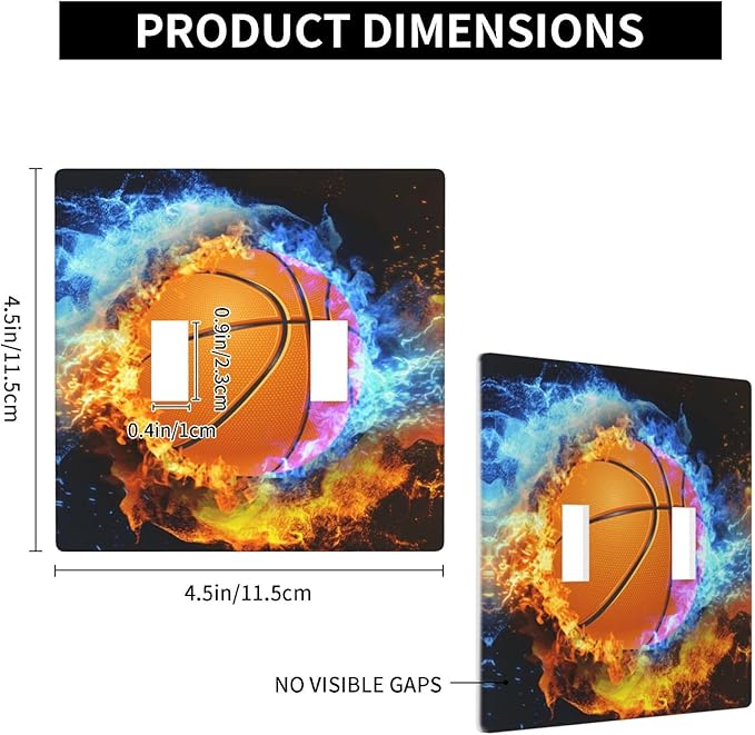 Basketball Double Light Switch Cover Plates Decorative 2 Gang Wall Plate Double Toggle Lightswitch Cover