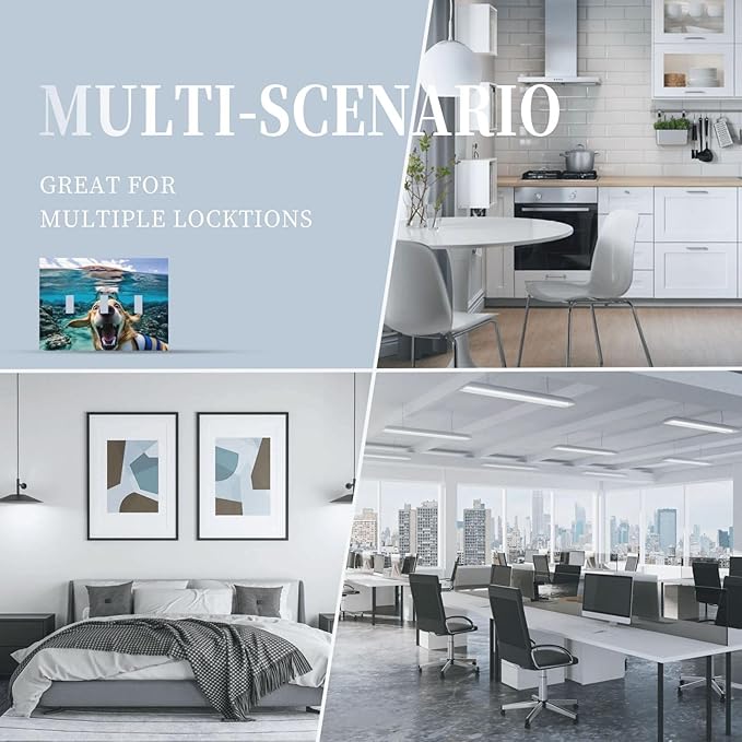 Decorative Light Switch Plate Covers Angry Shark Chased Funny Dog Underwater Sea 3 Gang Wall Plate Switch Cover Plate Triple Toggle Jumbo Electrical Faceplate for Bedroom Decor