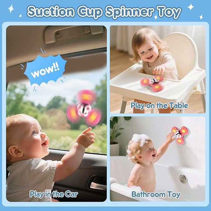 6 in 1 Montessori Toys for Babies 6-12 Months Up - Incl Pull String Toy, Stacking Cups, Tissue Box, Suction Cup Spinner, Stacking Blocks,Activity Cube, Baby Toys for 1 2 3 Year Old