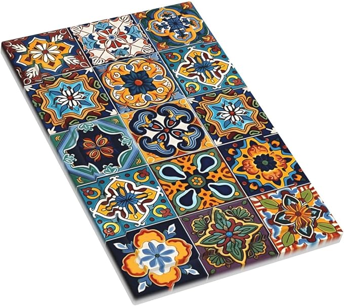 Mexican Talavera Tiles Floral Light Switch Cover Plate 1 Gang No Device Blank Electrical Wall Plates Faceplate Decorative Switch Plate Covers for Bathroom Kitchen Decor