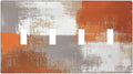 Orange Grey Abstract Art Oil Painting Light Switch Covers Quad Toggle Electrical Faceplate 4 Gang Wall Plate Decorative Switch Plates For Home Farmhouse Decor
