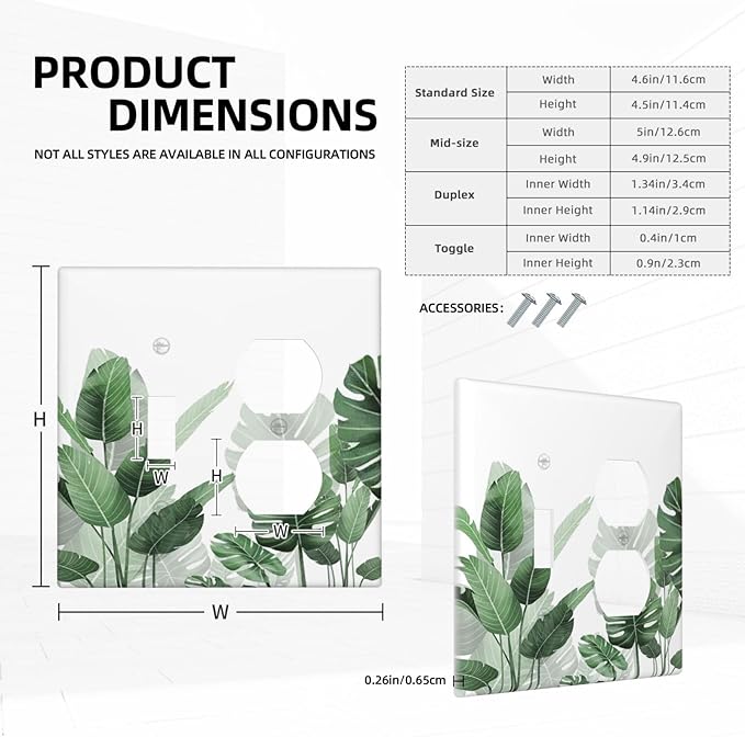 Wallplates Boho Tropical Plant Natural Palm Leaf 1 Toggle 1 Duplex Switch Plate Electrical Gfci Faceplate Decorative Light Switch Covers For Bed Room Living Room Decor