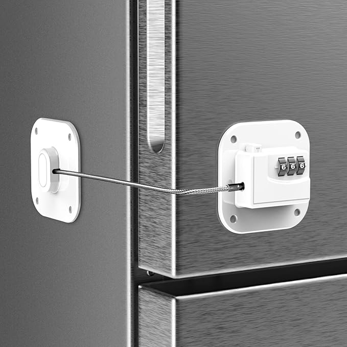 Refrigerator Lock, Combination Lock for Refrigerator Cabinets, Drawers, Heavy Duty Fridge Lock, Easy Install No Keys Needed (White-1Pack)