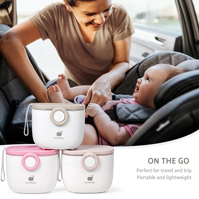 Termichy Baby Formula Dispenser, Portable Formula Dispenser Container with Scoop and Carry Handle for Travel Outdoor Activities for Baby Infant, 500ml 2Pack