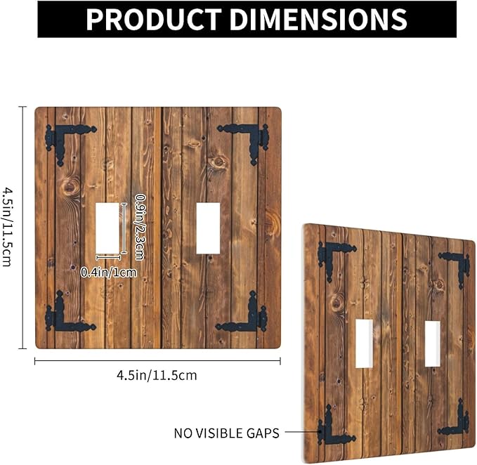 Faux Wood Decorative Printed Double Light Switch Cover Plates Decorative 2 Gang Wall Plate Double Toggle Lightswitch Cover