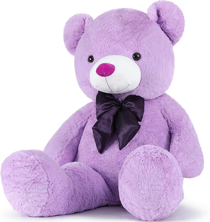Toys Studio Large Teddy Bear 47 Inch, 4ft Giant Purple Teddy Bear for Baby Shower Decorations Big Plush Toy for Kids Girls Women Christmas Valentine's Day