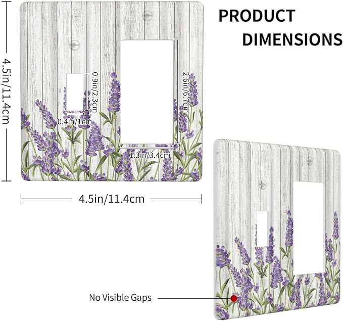 Rustic Wooden Plank Lavender 2 Gang Toggle Rocker Combo Wall Plates Decorative GFCI Device Outlet Cover Receptacle Electrical Faceplate Switchplate for Bedroom Bathroom Kitchen Decor