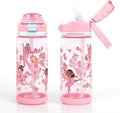 decalsweet Kids Water Bottle 20oz Durable Leak-Proof Plastic Water Cup for Kids Toddlers,With Straw Handle and Pop-Up Spout Cover,Safe for School Sports Daycare Travel & Camp