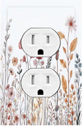 Outlet Covers Spring Floral Pink Wildflower Leaves Plants 1 Gang Duplex Light Switch Cover Decorative Switch Plates Electrical Receptacle Faceplate Wall Plate For Home Bed Room Decor