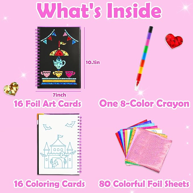 FUNNYB&G Foil Art Crafts for Kids Ages 4-8: Mother's Day 2026, Birthday Gift for Girls, Art and Crafts Supplies, Party Favors, Creative Toys for Girls 4 5 6 7 8 9 Years Old(Amusement Park)