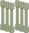 Bates- Child Safety Strap Locks, 6 Pack, Dusty Green, Baby Cabinet Locks with Adjustable Strap Length