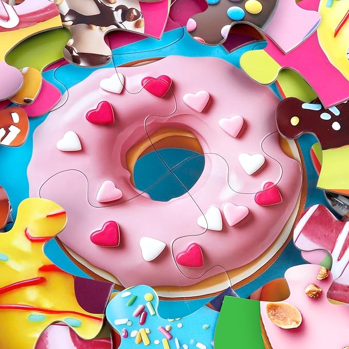 Jumbo Floor Puzzle for Kids,48 Piece Colorful Donuts Jigsaw Puzzles,Learning Educational Toys for Toddlers Ages 3-5,Children Easter Gift for Boy Girl Ages 4-8 (Donut)