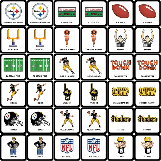 MasterPieces Officially Licensed NFL Pittsburgh Steelers Picture Matching Card Game for Kids and Families