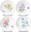 Naozinebi 4 Pcs 10 Inch Spring Theme Flower Plates Melamine Floral Dinnerware Set Reusable Melamine Spring Floral Baby Shower Plate Dishwasher Creatively Drop Resistant Cute Plastic Dish