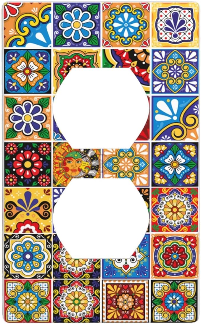 Talavera Mexican Tiles Outlet Covers Decorative Electrical Outlets Duplex Outlet 1-Gang Wall Plate Receptacle Wall Outlet Cover
