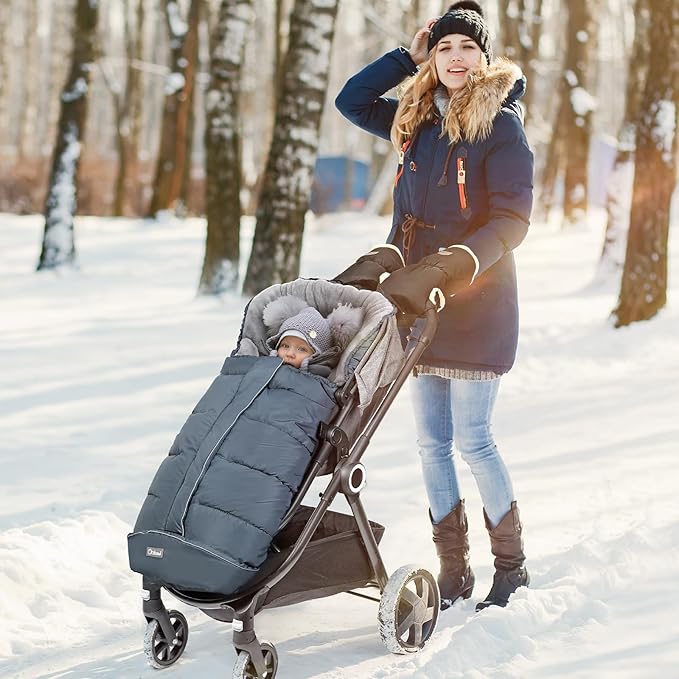Orzbow Warm Bunting Bag Universal, Stroller Sleeping Bag Cold Weather, Waterproof Toddler Footmuff (Grey, Large)