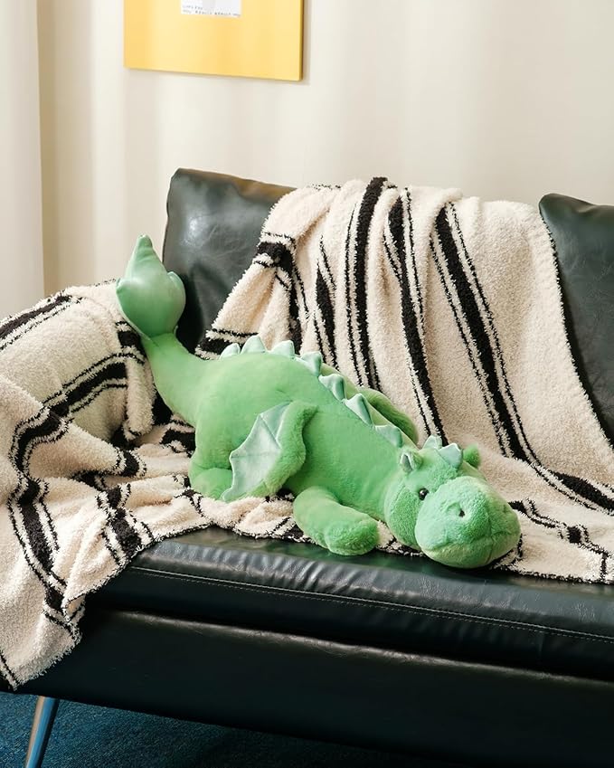 2026 Giant Weighted Stuffed Animal 10Lbs 35.4", Heavy Soft Dragon Plush Toy, Green Weighted Dragon Stuffed Animal for Kids and Adults, for Comfort and Relaxation