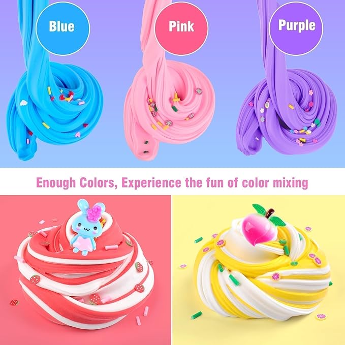 56-Pack Butter Slime Kit, Birthday Soft and Non-Sticky Bulk Slime Party Favors for Kids, Classroom Exchange Gift Mini Slime, Stress Relief Toys for Boys Girls, 4-10 Advent Calendar