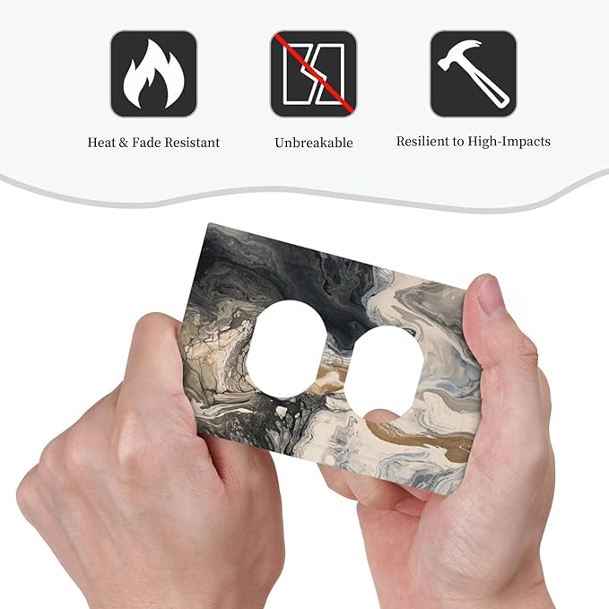 Outlet Covers Black Gold Swirl Fluid Painting Marble 1 Gang Duplex Light Switch Cover Decorative Switch Plates Electrical Receptacle Faceplate Wall Plate For Bathroom Kitchen Decor