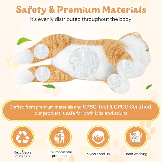 26.5 Inch 5 Lbs Weighted Cat Stuffed Animals, Large Realistic Cat Weighted Stuffed Animal, Sensory Comfort Plush Throw Pillow, Soft Kawaii Kitty Plush Toy Gift for Adults Youth