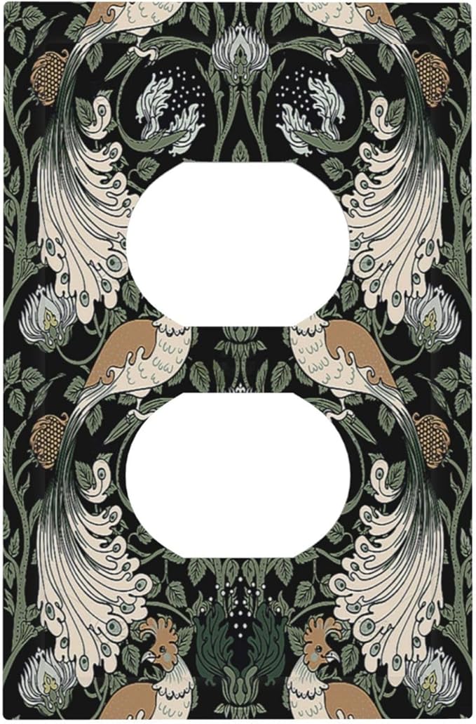 Outlet Covers William Morris Vintage Floral Plants And Birds 1 Gang Duplex Light Switch Cover Electrical Receptacle Faceplate Wall Plate Decorative Switch Plates for Bedroom Home Decor