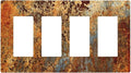 Rust Old Rusty Copper Rustic 4 Gang Quad Rocker/GFCI/Decorator Light Switch Cover Plate Decorative Electric Faceplate Decorative Switchplate Screwless