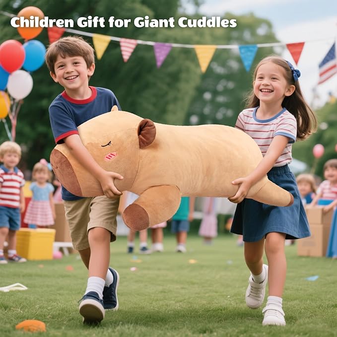 SuzziPals 43 inch Giant Capybara Plush, Lifelike Giant Stuffed Animal for Stress Relief & Companion, Extra Soft Plush Big Plushies Hugging Plush, Jumbo Capybara Gifts