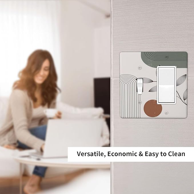 Outlet Covers Sage Green Boho Nature Art Minimalist Geometric Plant 1 Toggle 1 Rocker Combination Decorative Wall Plate Electrical Switch Plates Light Switch Cover Plate for Bedroom