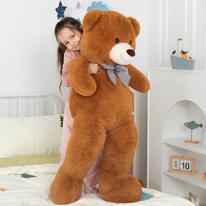 MaoGoLan Giant Brown Teddy Bear 4 Feet,Adorable and Cuddly Big Bear Stuffed Animal 47", Classic Teddy Bear Plush Gift Decoration for Baby Shower,Party,Birthday,Valentines Day