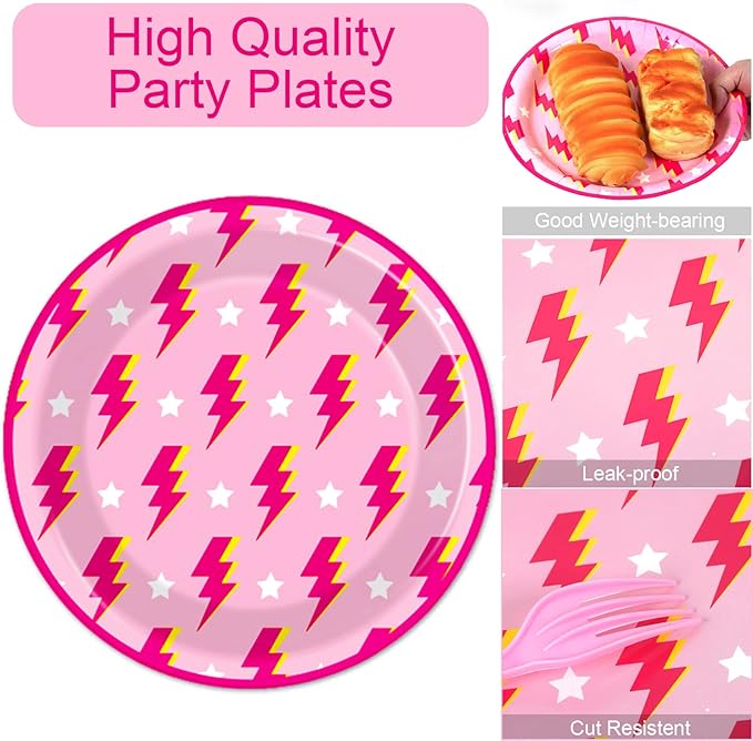 100 Pcs Preppy Party Plates Napkins Forks Supplies Set Disposable Tableware Paper Plates Dinnerware Y2K Girl Bachelorette Party Decoration Favors Serves 25