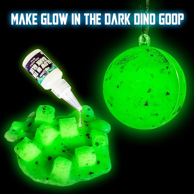 Original Stationery Dinosaur Galaxy Slime Kit for Boys Ages 7-12, DIY Glow-in-The-Dark Slime Set with Glitter & Dinosaur Toys, Fun Space-Themed Craft Activity, Birthday Gift for Kids