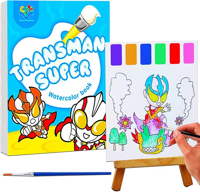 JUNQIU Water Color Paint Sets for Kids, Paint With Water Books for Kids Ages 4-8, Pocket Watercolor Painting Book, Arts and Crafts Kit for Girls Boys Coloring with Brush