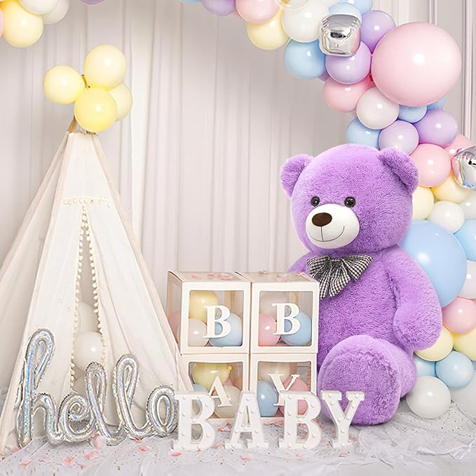 MorisMos Giant Teddy Bear 4 Feet, 47inch Stuffed Animal Big Teddy Bear Plush, Classic Gift Girlfriend Boyfriend on Birthday, Violet