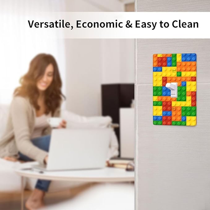Colorful Bricks Light Switch Cover Plates Decorative Single Toggle Wall Plate, 1 Gang Lightswitch Cover