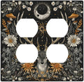 Decorative Outlet Covers Vintage Deer Flowers Moon Natural Plants Floral 2 Gang Decorative Switch Plate Double Duplex Wall Plates Switch Plates and Outlet Covers for Bathroom Bedroom Decor