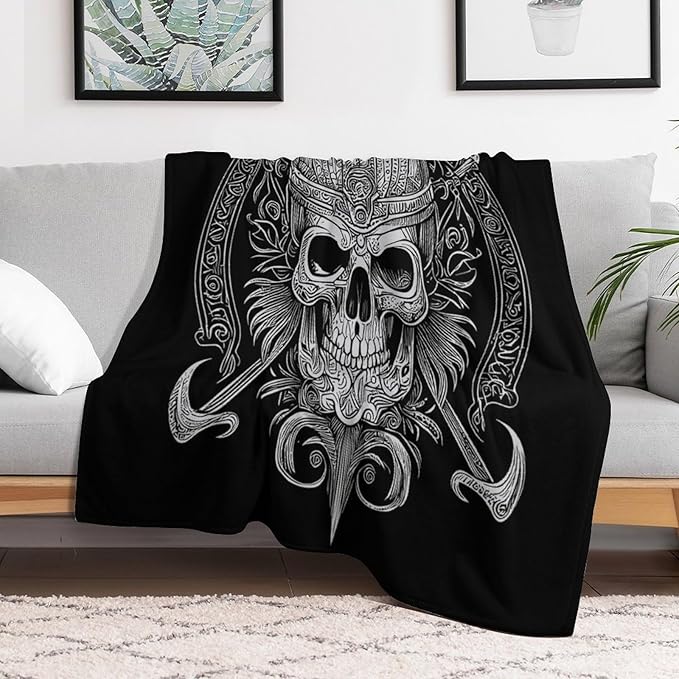 60 x 80 Inches Flannel Throw Blanket Crossed Bones Or Swords Pirate SkullBirthday Present for Men Women Winter Holiday Soft Blankets for Bedding Sofa