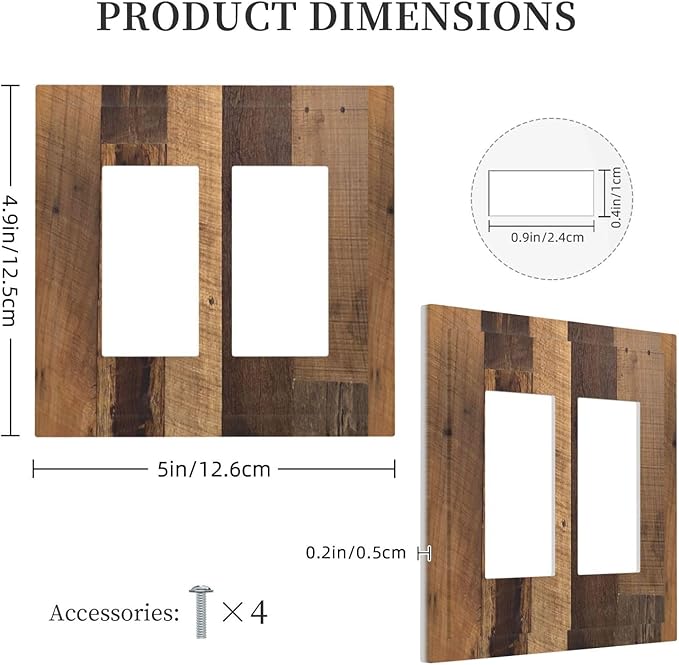 Decorative Outlet Covers Natural Wood Brown Wooden Planks 2 Gang Double Gfci Rocker Electrical Wall Panels Light Switch Cover Plate For Farmhouse Cabin Decor