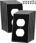 Bates- Black Outlet Covers - 10 Pack Duplex Receptacle Covers, Wall Outlet Cover, Electric Outlet Cover Plate
