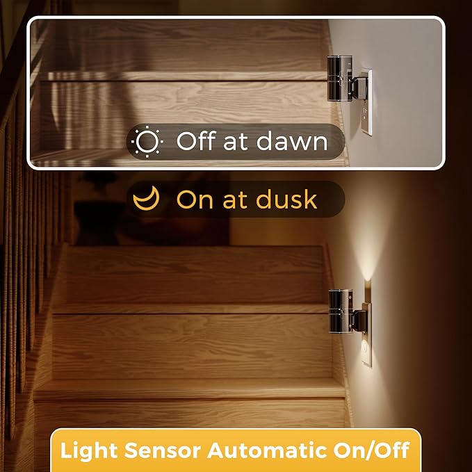 L LOHAS LED Night Light, Automatic Night Lights Plug into Wall, 2 Pack Nightlights with Light Sensor, 3000K Soft White 0-100LM Dimmable Modern Nightlight for Kids Bedroom Hallway