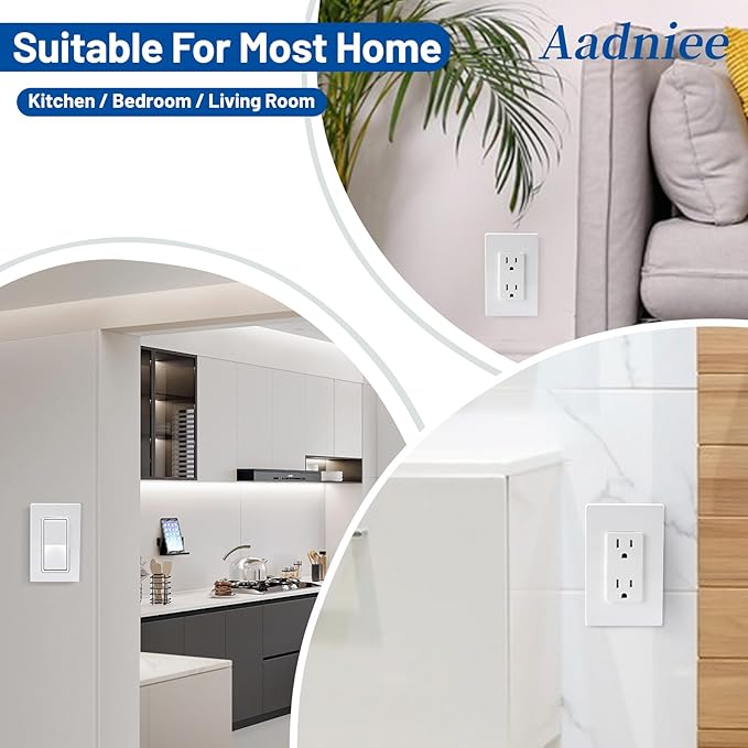 1-Gang Screwless Decorator Wall Plates, Decorative Outlet Covers, Standard Size 2.92" x 4.68" Switch Plate for Decor Dimmer, GFCI, USB Receptacle (10 Pack, Gloss White)